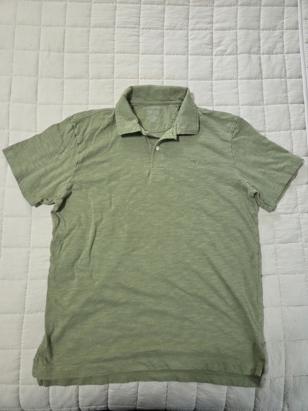 American Eagle Outfitters Men's Olive Green Polo Shirt